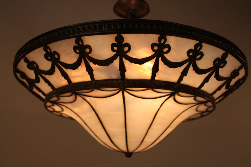 American Stained Glass Chandelier at 1stdibs