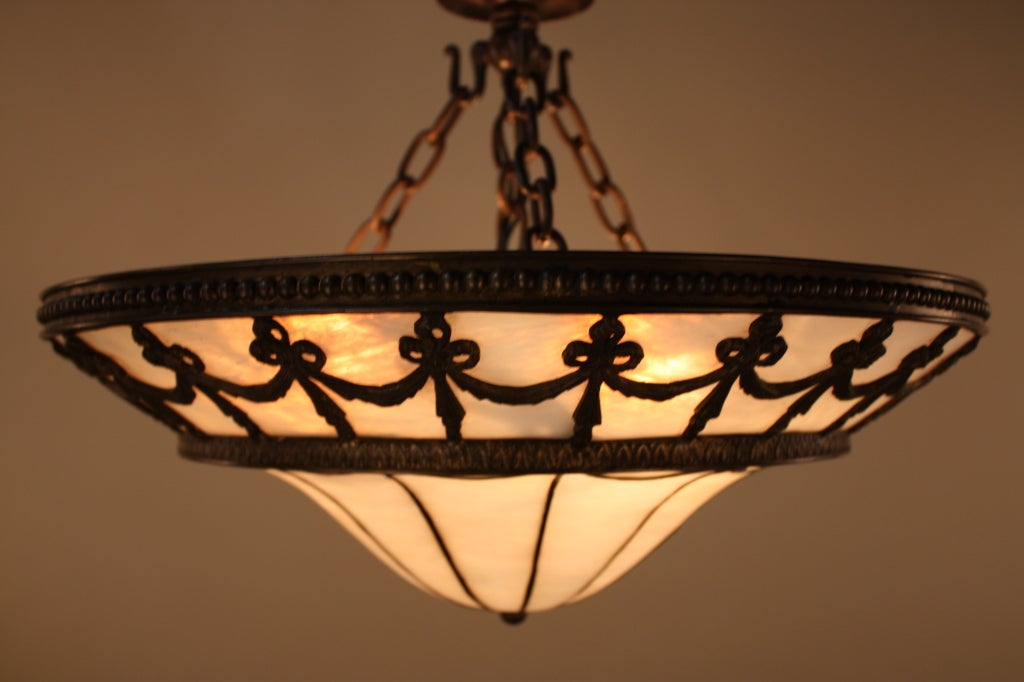 American Stained Glass Chandelier at 1stdibs