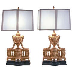 19th c. Custom Made French Table Lamps