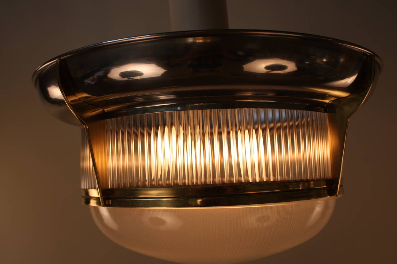 Aluminum French Flush Mount Ceiling Light by A. Petitot