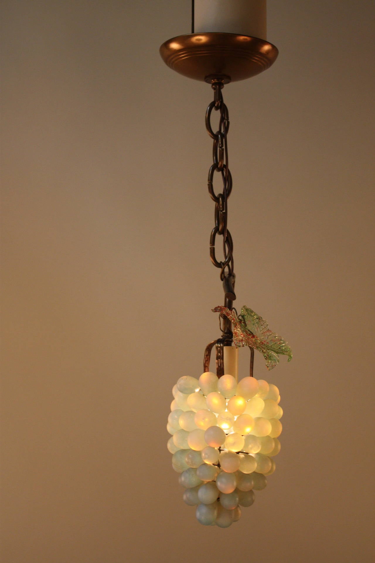 French Opaline Grapes Pendant Light