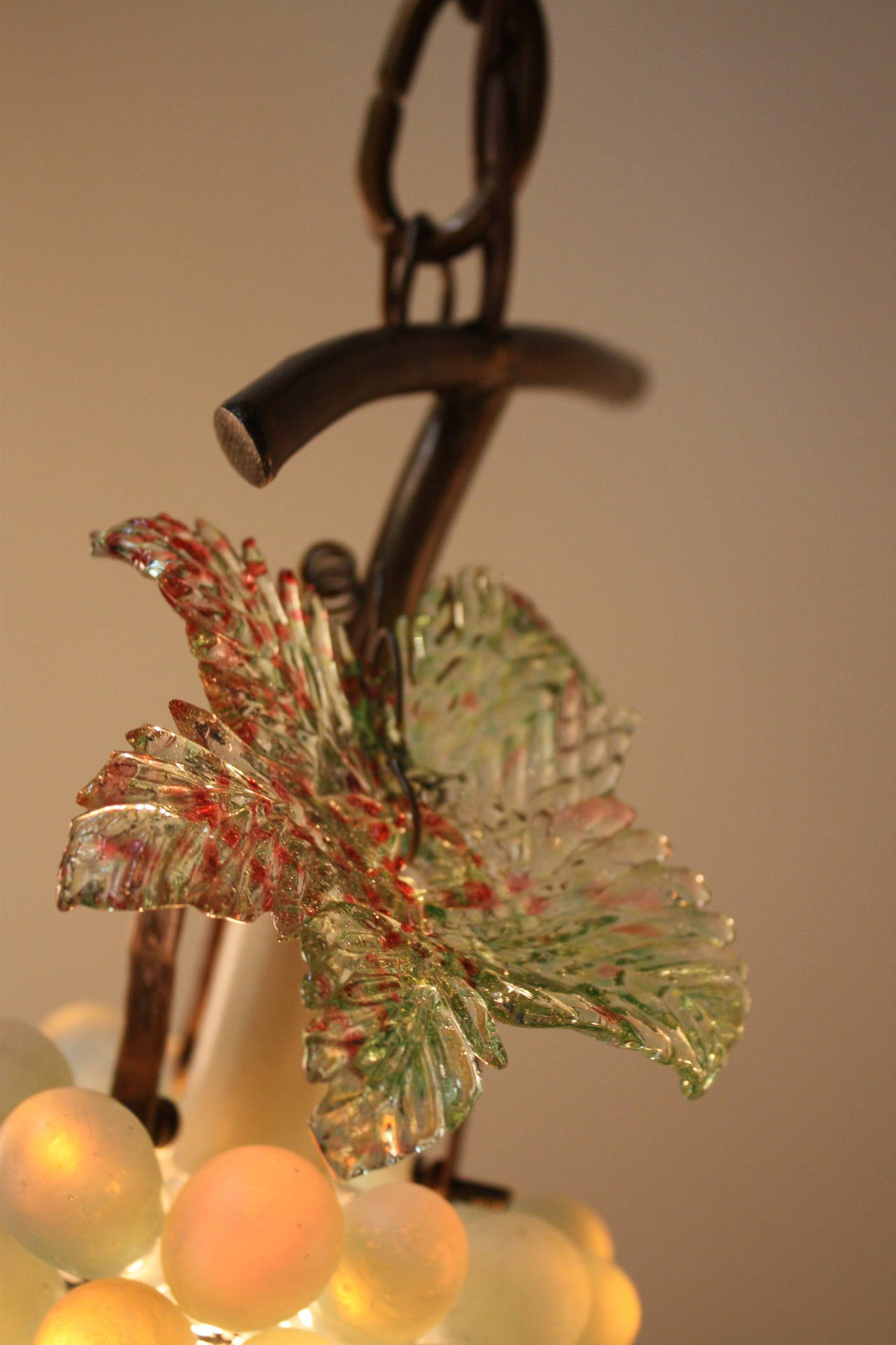 Early 20th Century Opaline Grapes Pendant Light