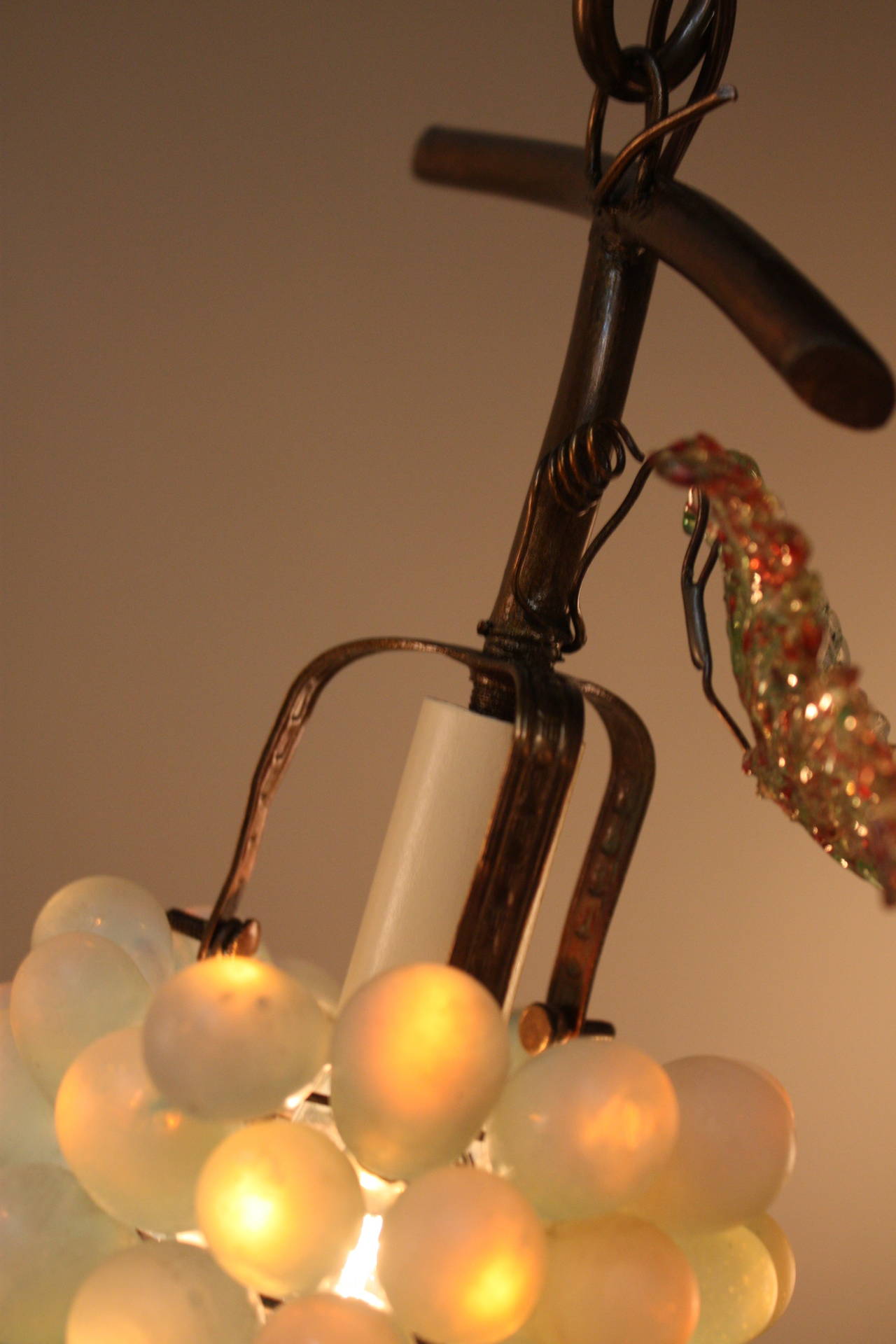 Blown Glass Opaline Grapes Pendant Light