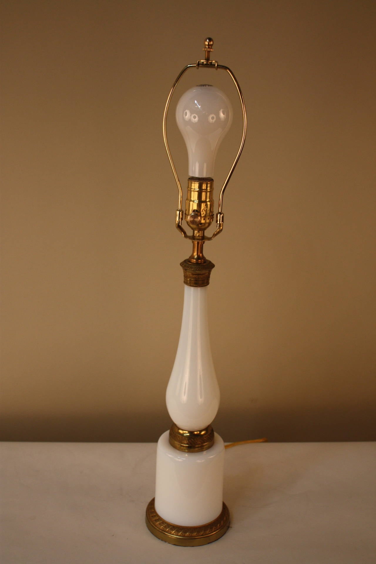 Mid-20th Century French Opaline Glass Table Lamp