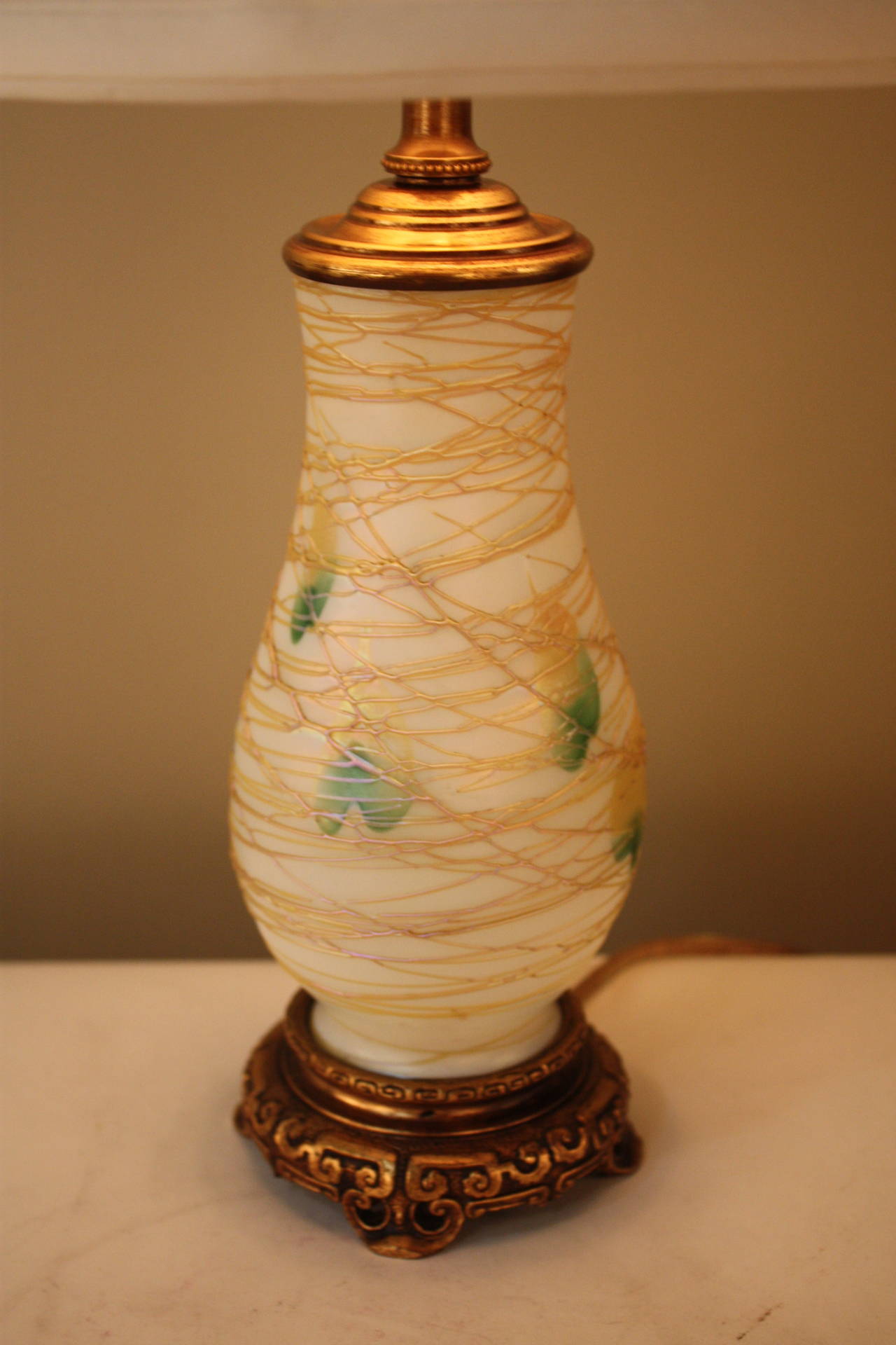 American Art Glass Lamp by Quezal at 1stDibs quezal lamp