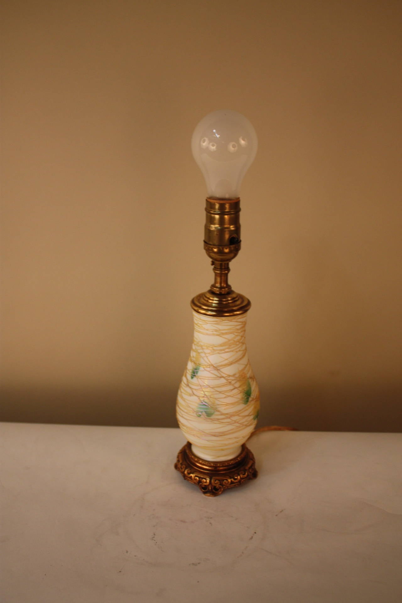 Early 19th Century American Art Glass Lamp by Quezal