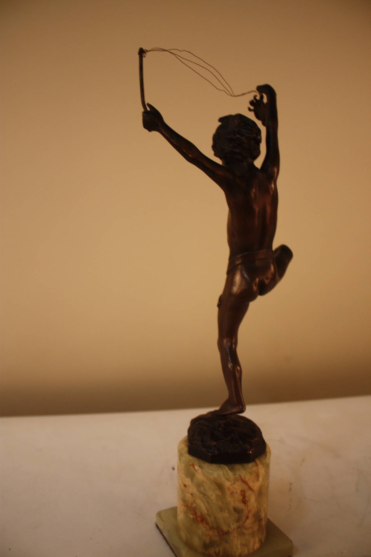 Marble Bronze Sculpture of a Boy Catching Crab