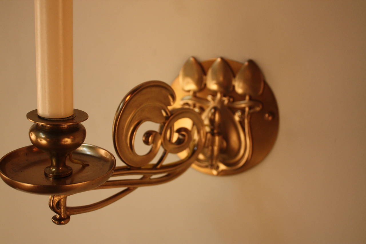 French Pair of Art Nouveau Piano Wall Sconces