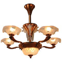 French Art Deco Chandelier by Ezan