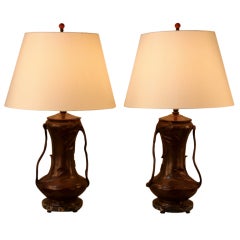 Pair Of Oriental  Art Nouveau Table Lamp
