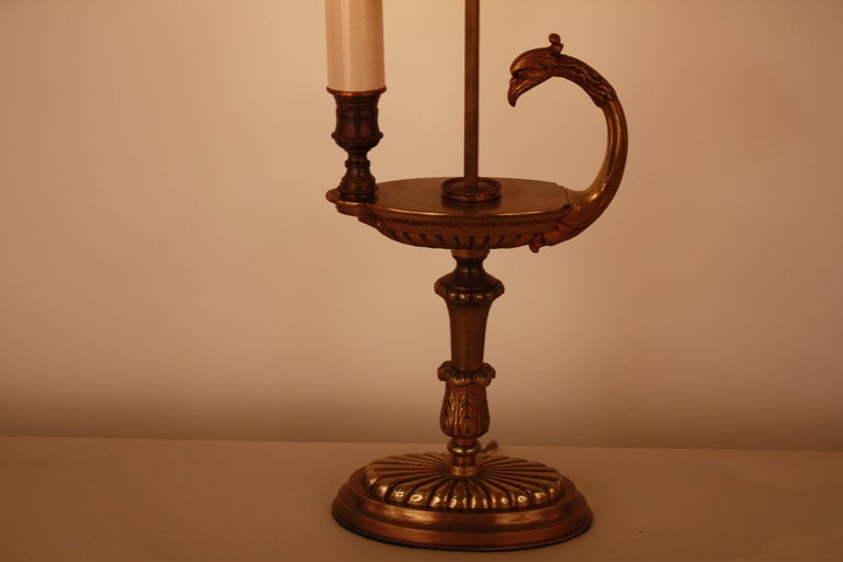 French Empire Style Bouillotte Table Lamp In Good Condition In Fairfax, VA