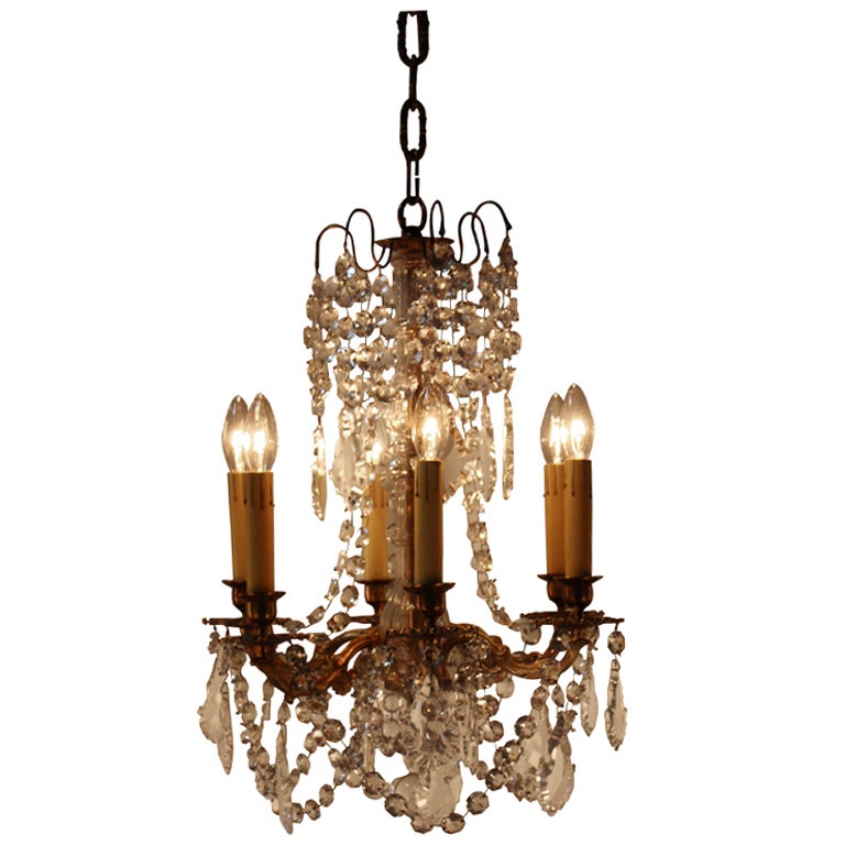 French Crystal And Bronze Chandelier at 1stdibs