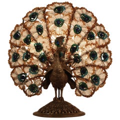 Vintage  Czechoslovakian Peacock Lamp