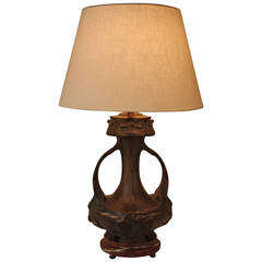 Art Nouveau Bronze Table Lamp by J.P