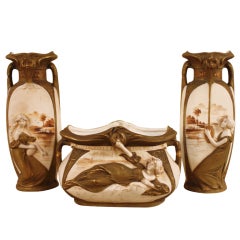Antique Three Vase Set By Royal Dux