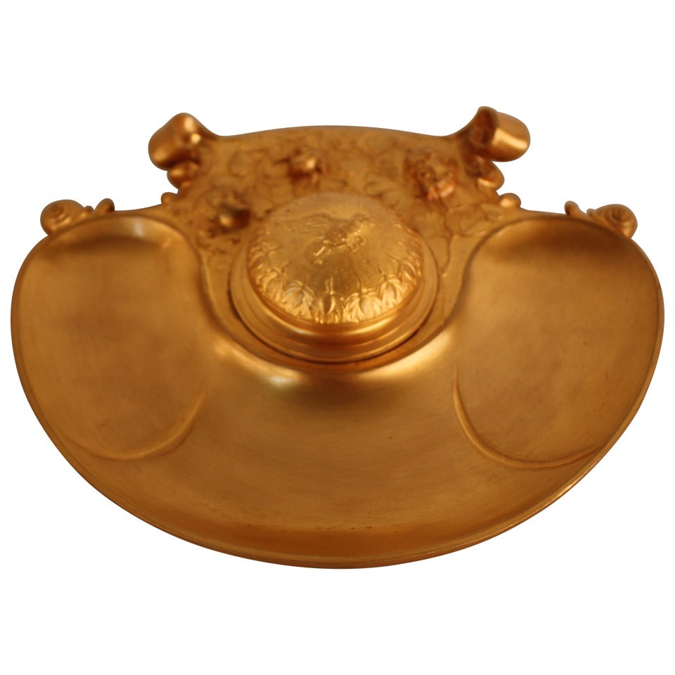 19th c. French Dore Bronze Inkwell