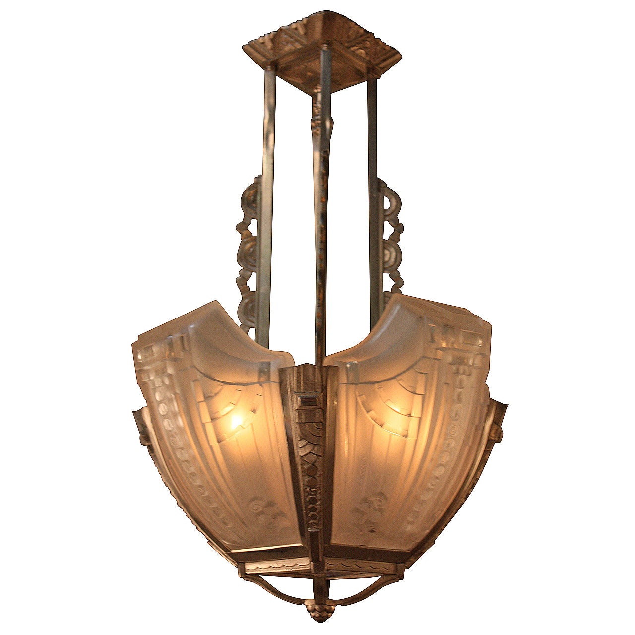Lampadario Art Deco francese di P. Maynadier