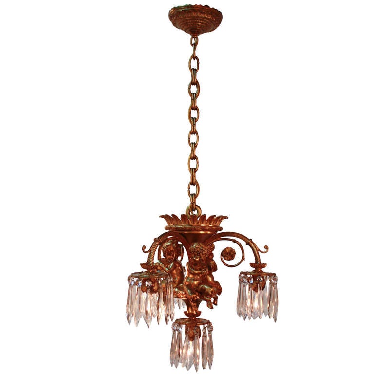 French Bronze and Crystal Chandelier at 1stdibs