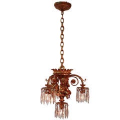 French Bronze and Crystal Chandelier