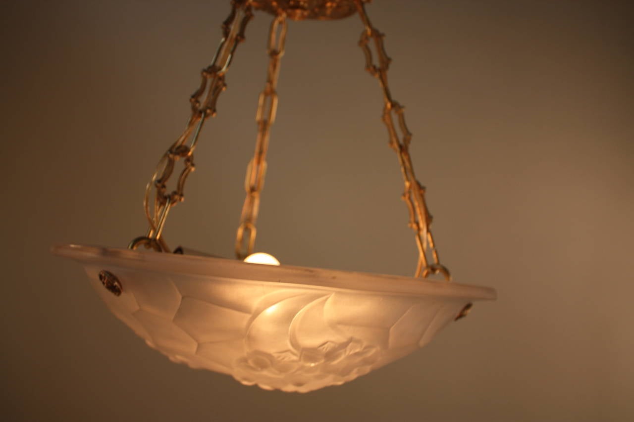 French Art Deco Ceiling Light by Degue In Good Condition In Fairfax, VA