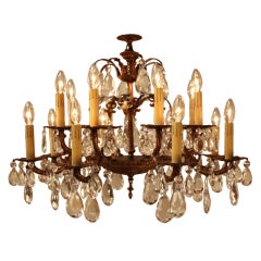 Spanish Bronze And Crystal Chandelier