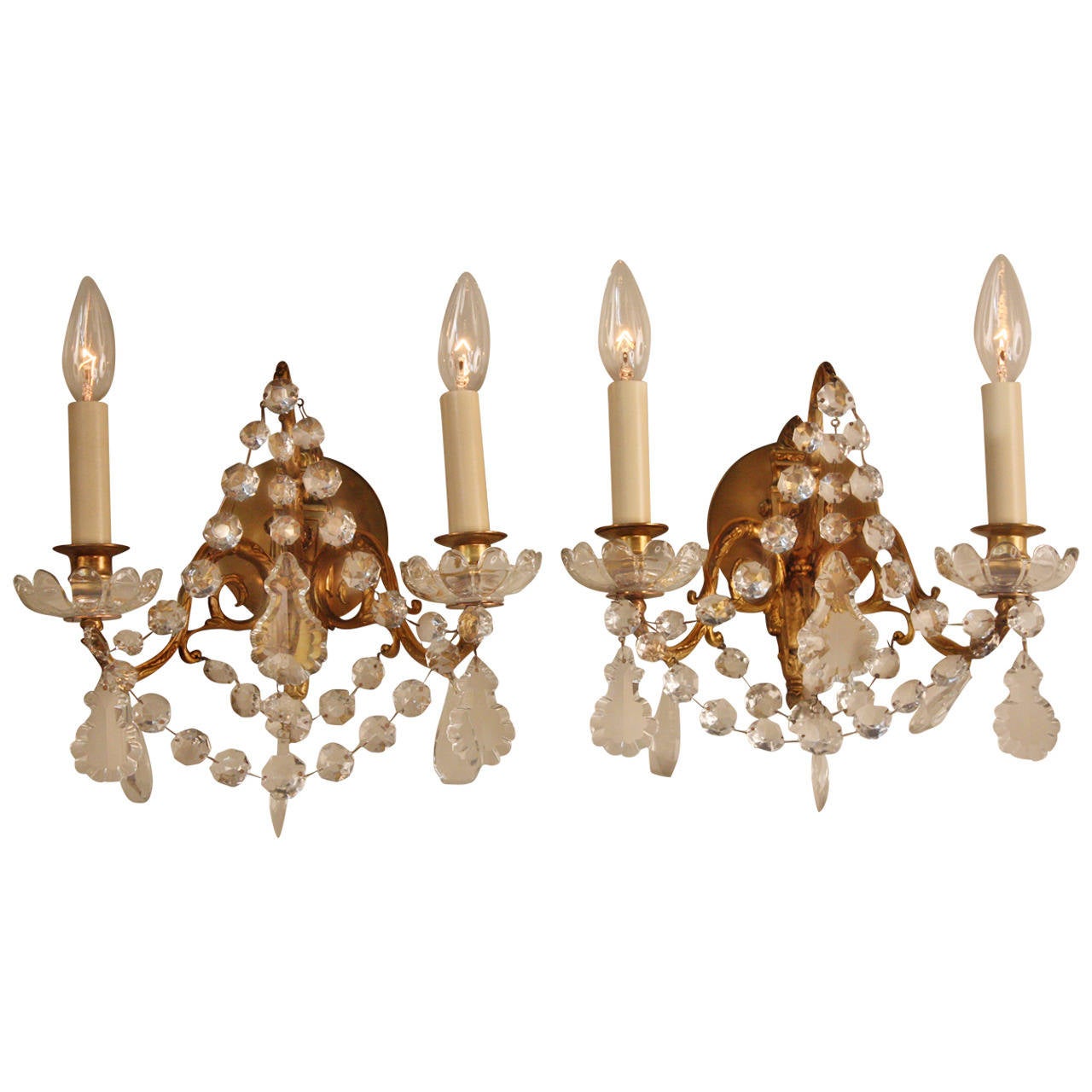 French Crystal Wall Sconces at 1stDibs