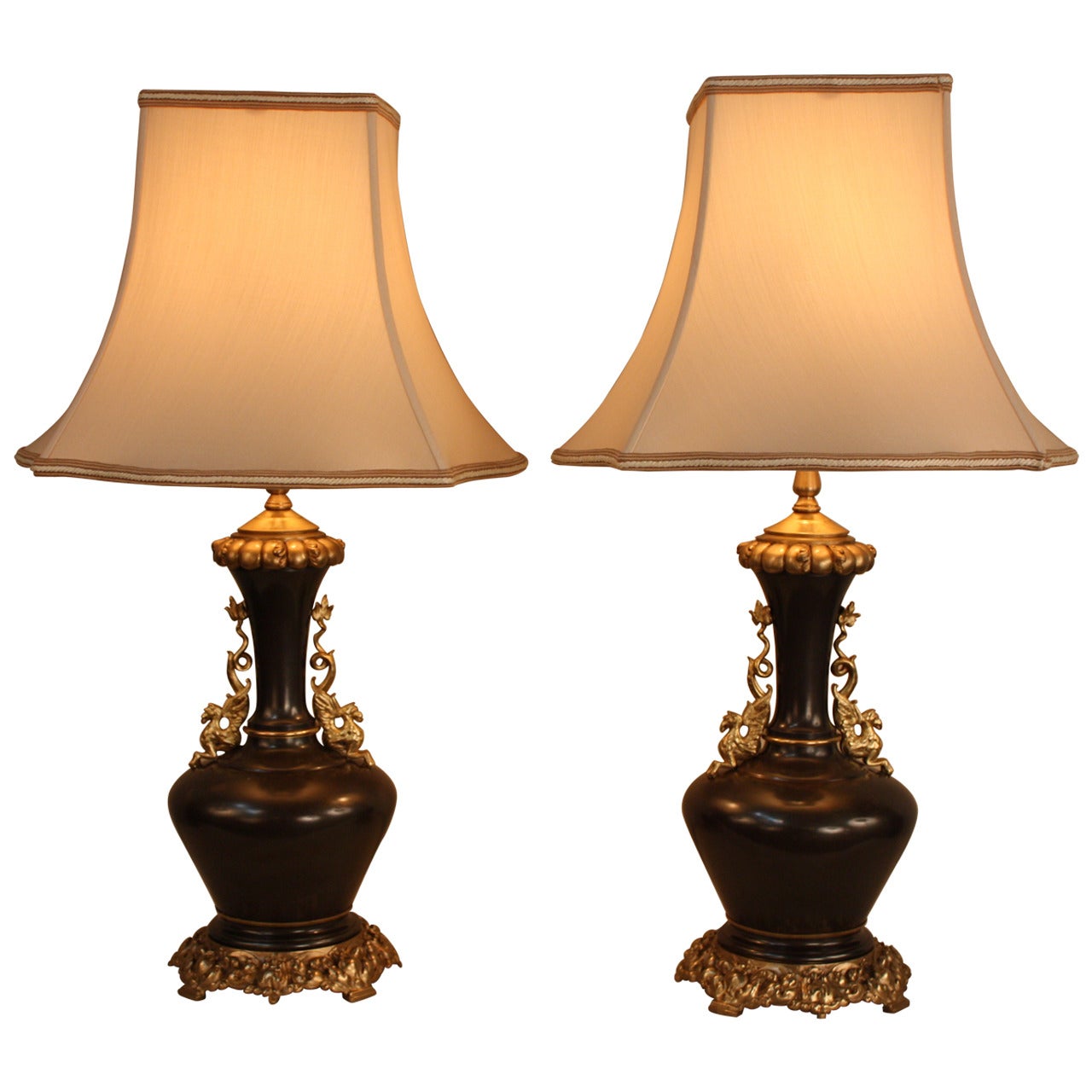 French 19th Century Bronze Table Lamps