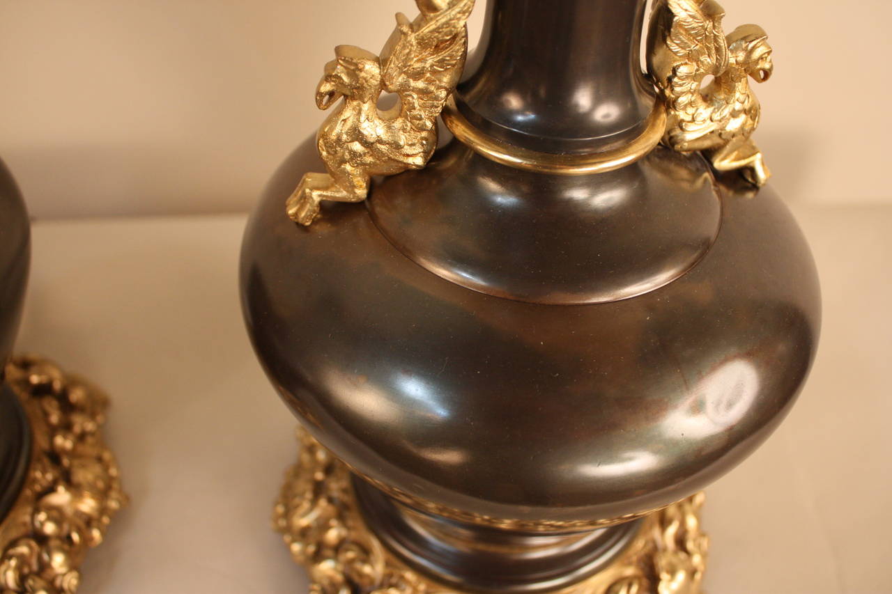 French 19th Century Bronze Table Lamps 2