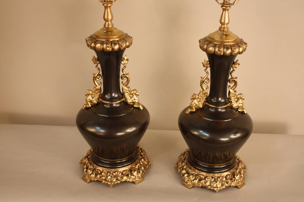 French 19th Century Bronze Table Lamps 3