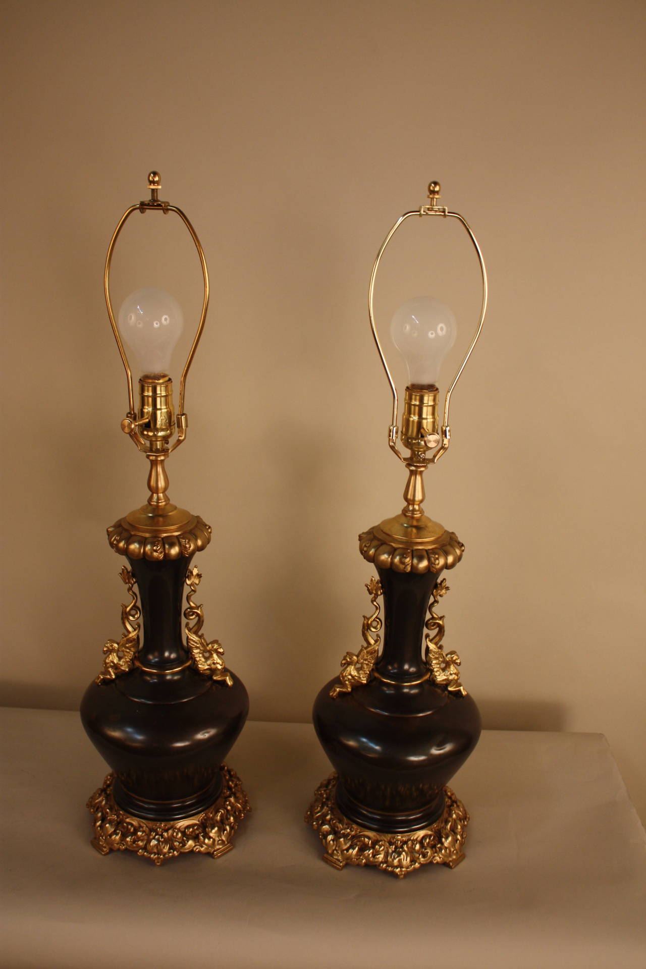 French 19th Century Bronze Table Lamps 4