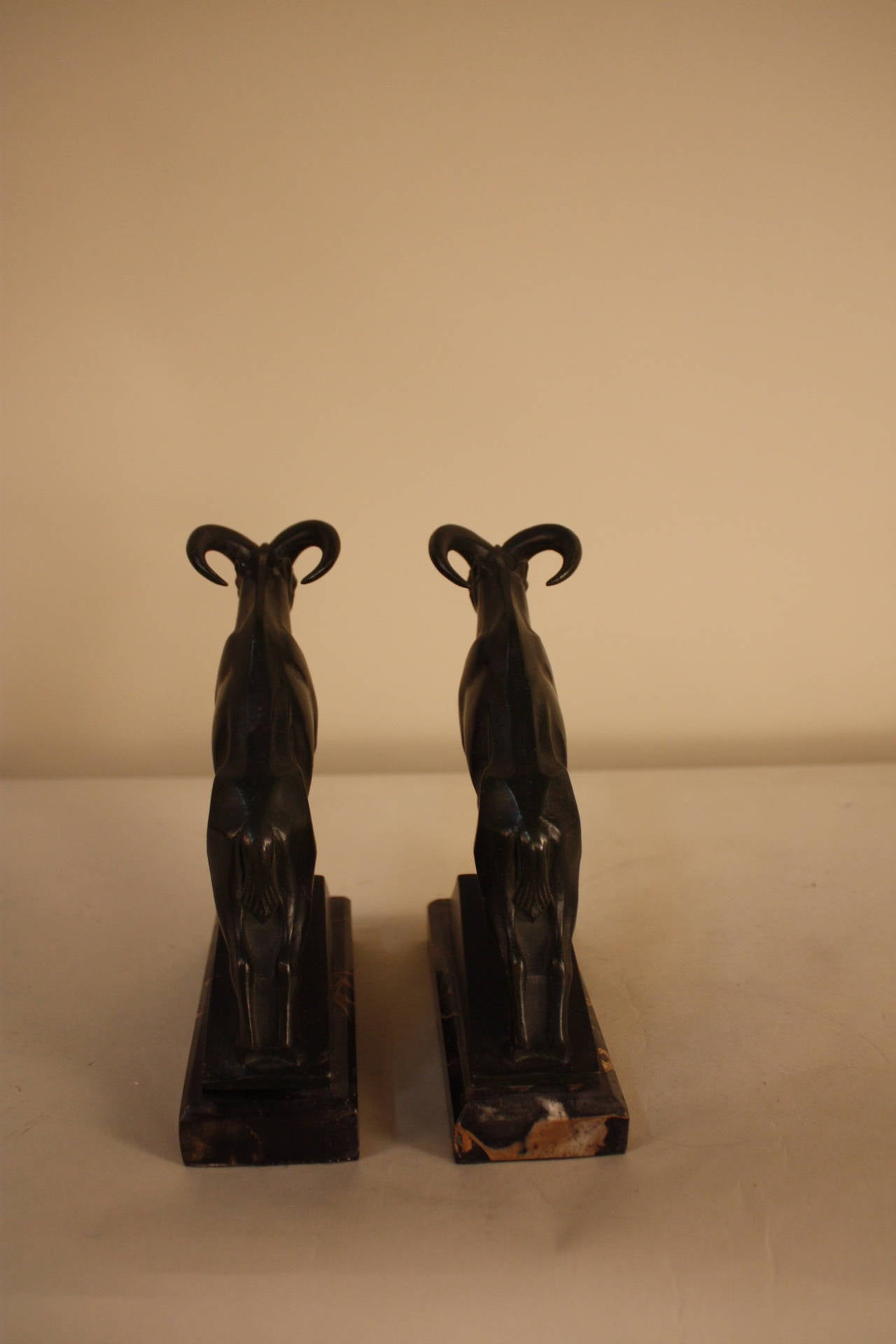 Art Deco Ram Bookends by Max Le Verrier In Good Condition In Fairfax, VA