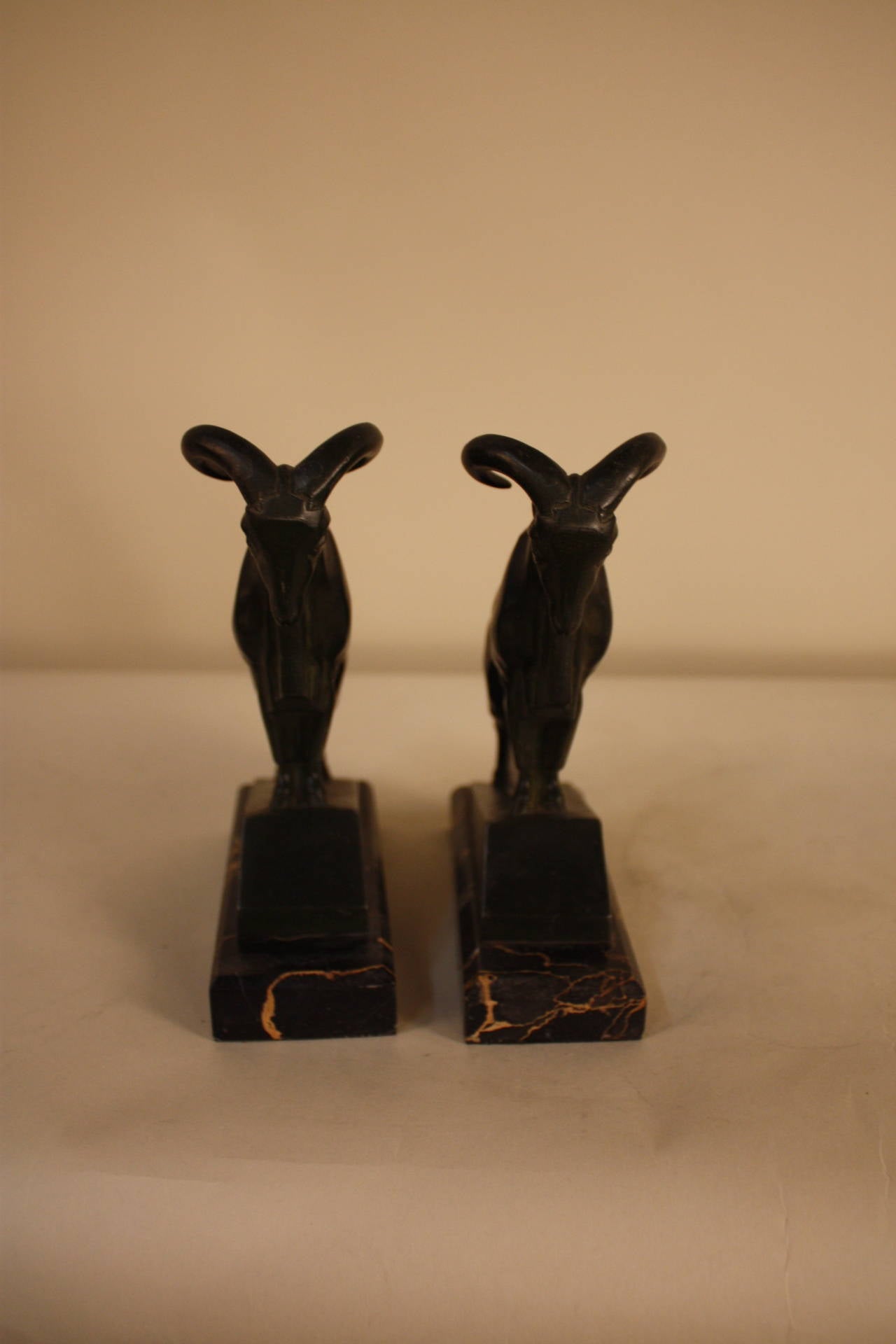 Mid-20th Century Art Deco Ram Bookends by Max Le Verrier