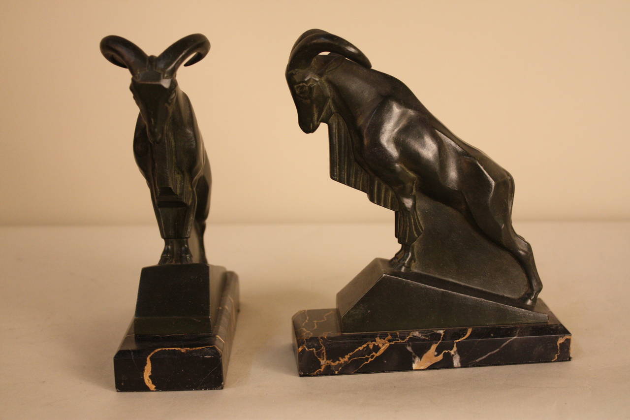 Art Deco Ram Bookends by Max Le Verrier 1