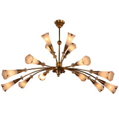 Mid Century Bronze 
Tulip Glass Shades Chandelier