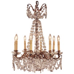 French Bronze And Crystal Chandelier