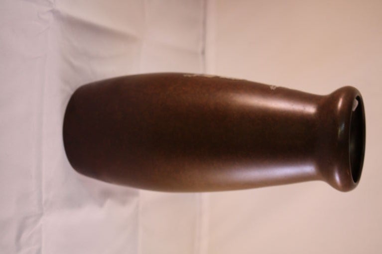 American Heintz Silver On Bronze Vase