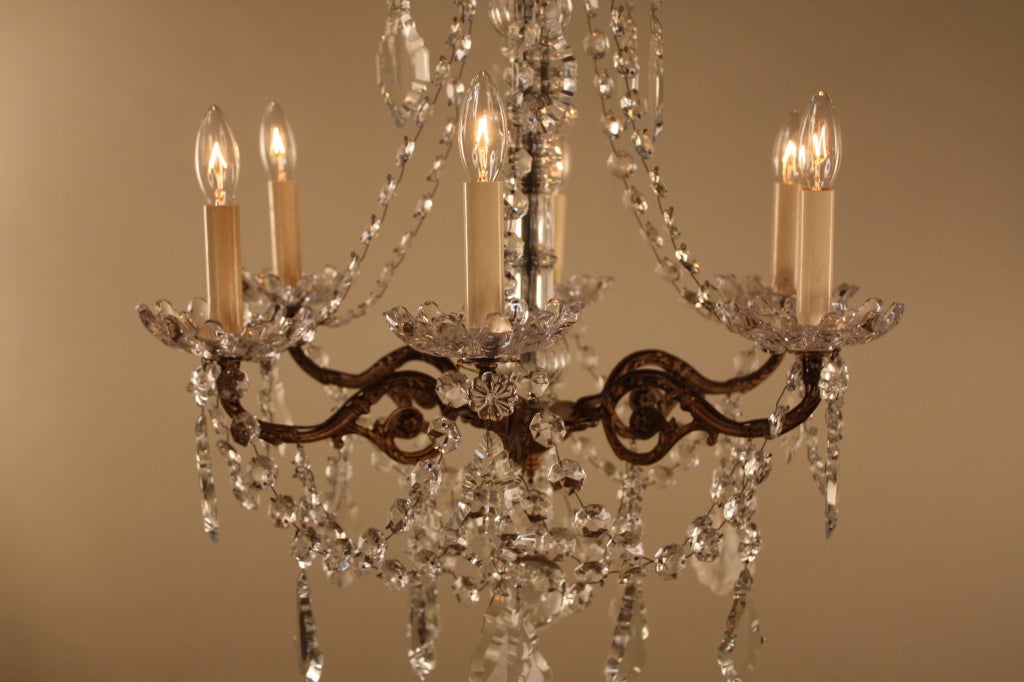 19th Century French Bronze And Crystal Chandelier