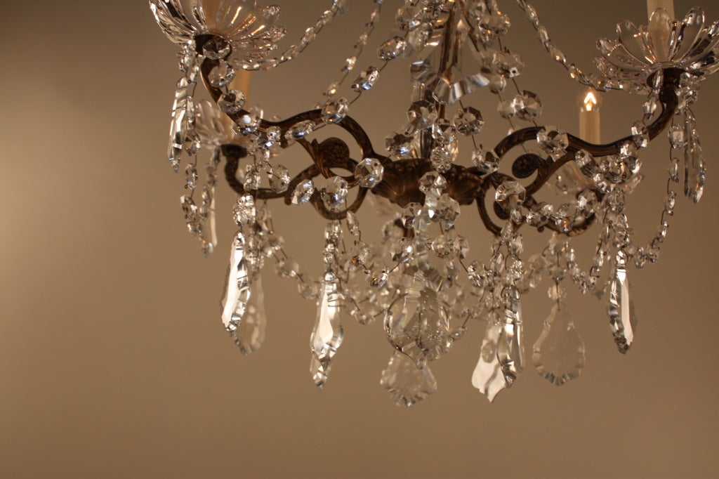 French Bronze And Crystal Chandelier 3