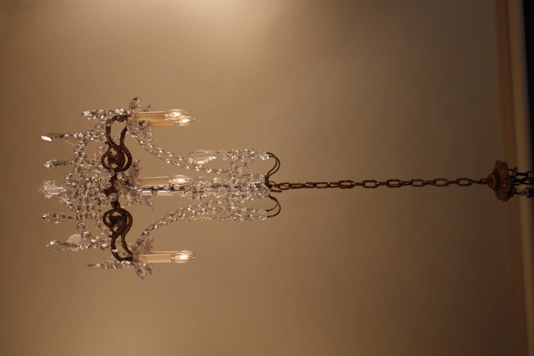 French Bronze And Crystal Chandelier 5