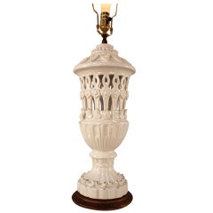 Spanish White Glazed Table Lamp