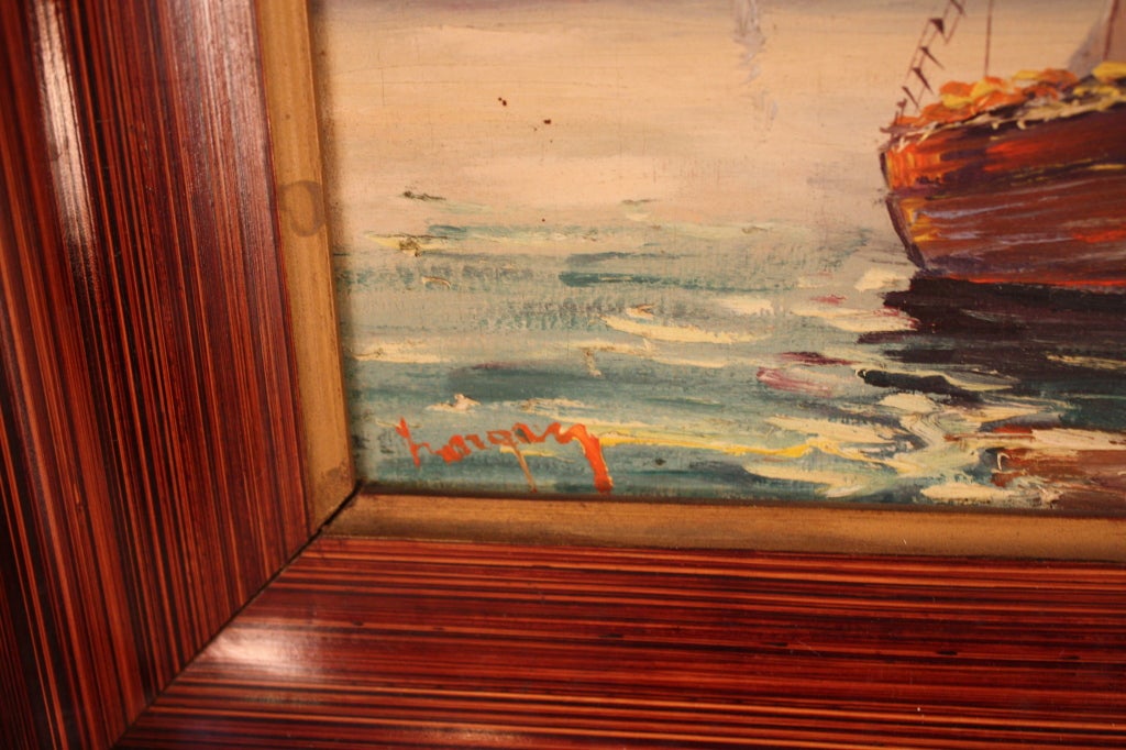Sailing Boats on the Sea Oil Painting In Good Condition In Fairfax, VA
