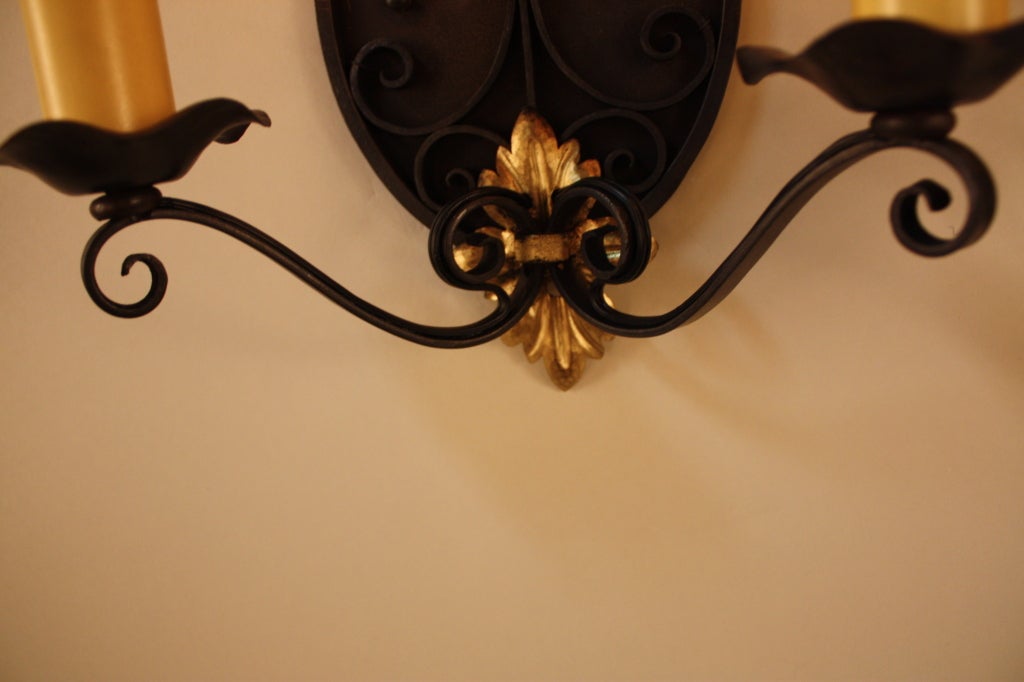 Two Pair of French Iron Wall Sconces In Good Condition In Fairfax, VA