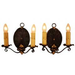 Two Pair of French Iron Wall Sconces