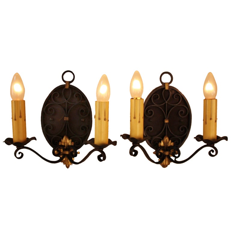 Two Pair of French Iron Wall Sconces