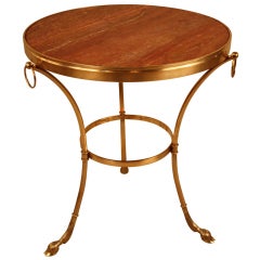 French Bronze Marble Top Gueridon Table