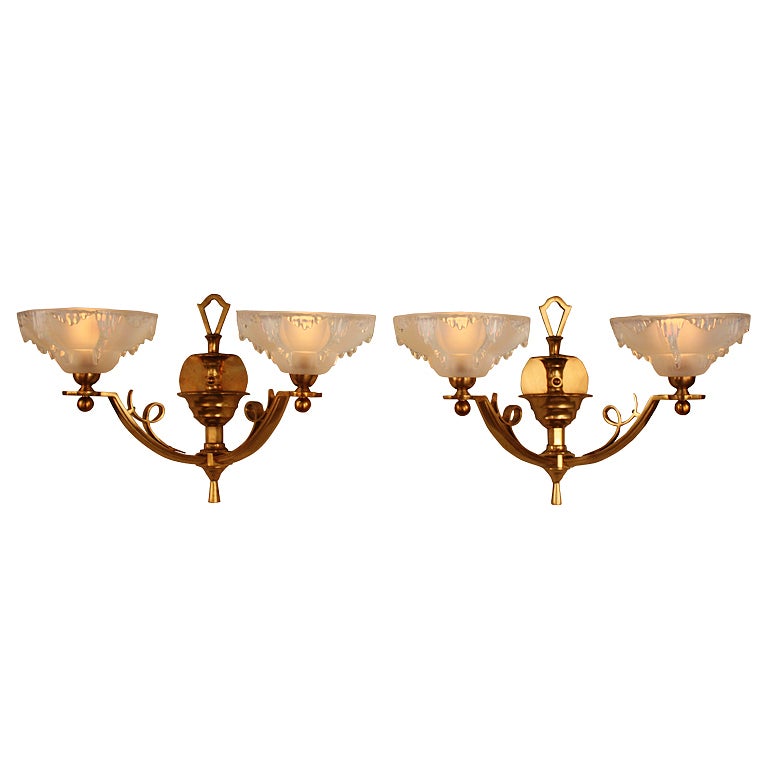 Pair of Art Deco Wall Sconces by Ezan