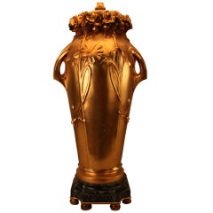 Antique Art Nouveau Gilded Bronze Lamp