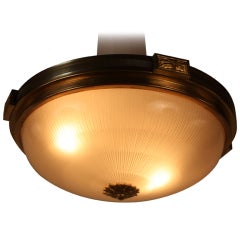 French Bronze and Glass Ceiling Light