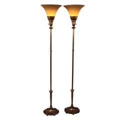 Pair Of Rembrandt Torchiere Floor Lamps