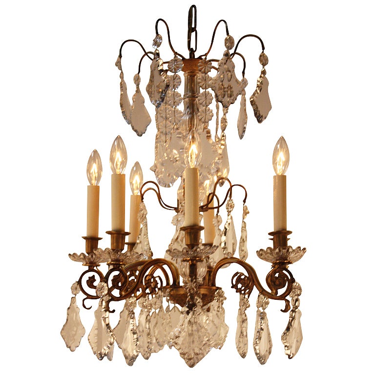 French Bronze and Crystal Chandelier at 1stdibs